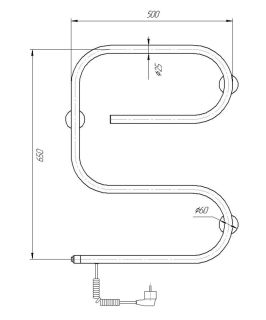 Полотенцесушитель электрический Domoterm DMT 105-25 50x65 EK L хром Полотенцесушитель электрический Domoterm DMT 105-25 50x65 EK L хром