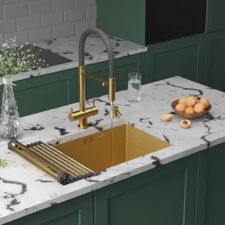 Кухонная мойка RoxenBath Uno 54 560210-54-GS золото текстурное покрытие