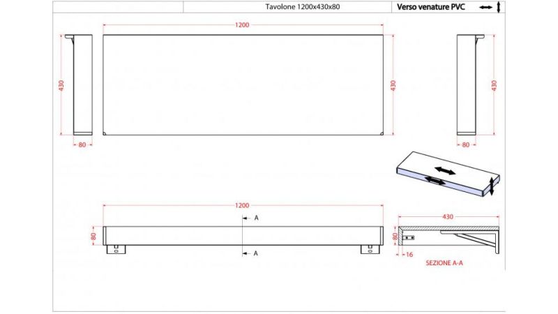 Консоль подвесная Cezares 120x8 Rovere tabacco Tavolone 41583