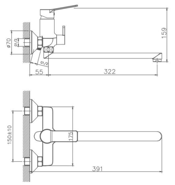 Смеситель для ванны Haiba HB22559 хром