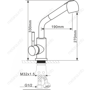 Смеситель для кухни Melana MELANA-F8109 с выдвижным изливом сатин
