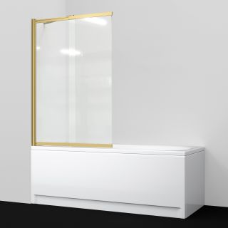 Шторка на ванну WasserKRAFT Schunter 82S02-80WS Fixed 80 см профиль золото матовое стекло прозрачное