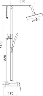 Душевая стойка Rose R1136 с каскадным изливом хром Душевая стойка Rose R1136 с каскадным изливом хром
