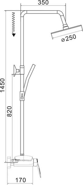 Душевая стойка Rose R1136 с каскадным изливом хром