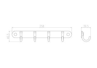 Вешалка с четырьмя крючками для ванной Wonzon & Woghand WW-9384-4 хром