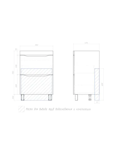 Тумба под раковину напольная Vigo Wave 358 60 см поставляется в разобранном виде дуб золотой