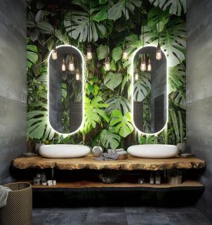 Зеркало с холодной подсветкой Art&Max Bari 50x120см белый матовый AM-Bar-500-1200-DS-F-White Зеркало с холодной подсветкой Art&Max Bari 50x120см белый матовый AM-Bar-500-1200-DS-F-White