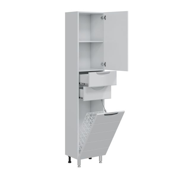 Напольный шкаф-пенал Санта Родос 506005 40 см с бельевой корзиной белый