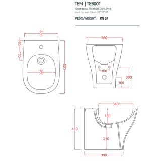 Биде Artceram TEN TEB001 01 00 bi белое Биде Artceram TEN TEB001 01 00 bi белое