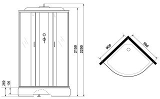 Душевая кабина Niagara NG-6701-14F с гидромассажем 90x90см чёрный/прозрачное