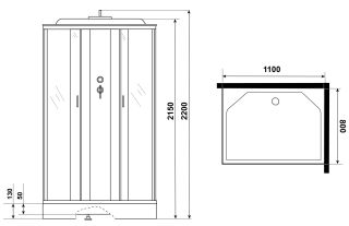 Душевая кабина Niagara NG-43185-14QF с гидромассажем 110x80см серебро/матовое
