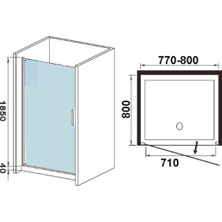 Душевая дверь Weltwasser СЕРИЯ WW600 Арт. 600K1-80