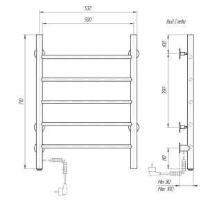 Полотенцесушитель электрический Domoterm Аврора DMT 109-5 50x71 EK L белый