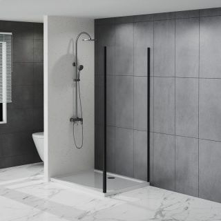 Боковая часть Azario Shanghai AZ-C43-80-MB-CL 80 см профиль чёрный матовый стекло прозрачное