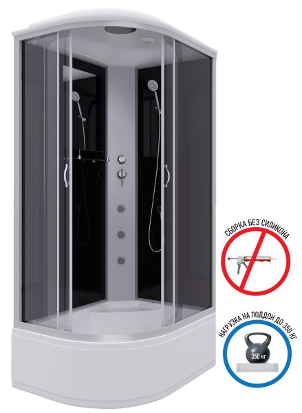 Душевая кабина Niagara NG-2510-14RG с гидромассажем 120x80см серебро/тонированное