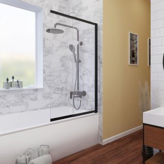 Шторка на ванну WasserKRAFT Dill 61S02-80WS 80 см профиль чёрный матовый стекло прозрачное