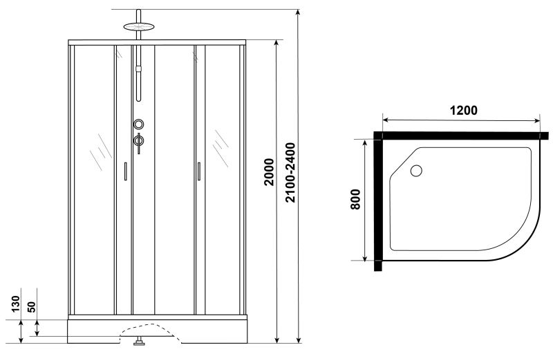 Душевая кабина Niagara NG-3512-14LBKT 120x80см серебро/тонированное