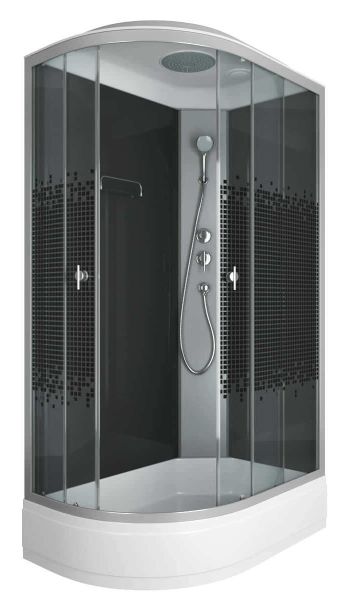 Душевая кабина Niagara NG-3524-14R BLACK 120x80см серебро/тонированное с узором