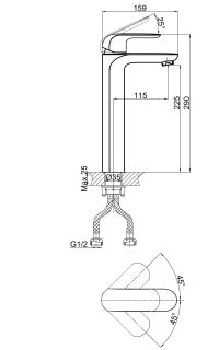 Смеситель для раковины высокий DK Venice Gondola (DA1022001)