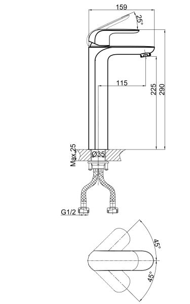 Смеситель для раковины высокий DK Venice Gondola (DA1022001)