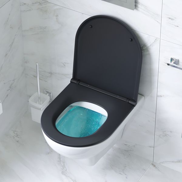 Унитаз подвесной Am.Pm Gem FlashClean с сиденьем микролифт белый/чёрный C901700SCmb