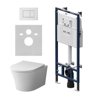 Комплект унитаза с инсталляцией AM.PM  MasterFit IS100201.DX35C1700 с клавишей S глянц белый с сиденьем микролифт Комплект унитаза с инсталляцией AM.PM  MasterFit IS100201.DX35C1700 с клавишей S глянц белый с сиденьем микролифт