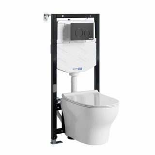Система инсталляции с унитазом WasserKRAFT Aller 10TLT.010.ME.MB02.H001 кнопка смыва чёрный матовый