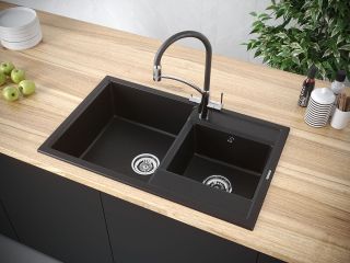 Мойка кухонная Paulmark Tandem PM238250-BLM чёрный металлик