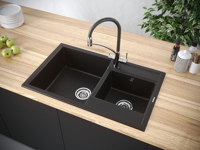 Мойка кухонная Paulmark Tandem PM238250-BLM чёрный металлик