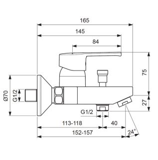 Смеситель Vidima Uno BA238AA ванны и душа Смеситель Vidima Uno BA238AA ванны и душа