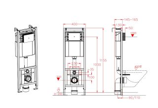 Инсталляция для подвесного унитаза D&K DI8640116 с белой клавишей Инсталляция для подвесного унитаза D&K DI8640116 с белой клавишей