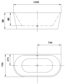 Акриловая ванна Art&Max 150x75см белый AM-206-1500-750