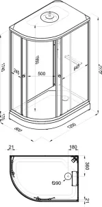 Душевая кабина Triton Коралл Щ0000043488 правая 120x80 см профиль белый стекло мозаика