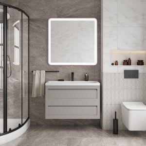 Подвесная тумба под раковину Art&Max Platino 100см светло-серый матовый AM-Platino-1000-2C-SO-GCM