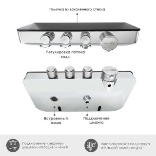 Термостатический смеситель для ванны и душа WasserKRAFT Elbe 7499 T чёрный матовый