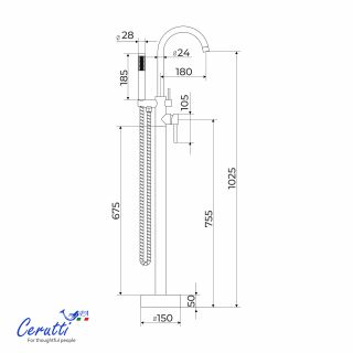 Напольный смеситель для ванны Ceruttispa ТОБИЯ B (TOBIA B) CT12114 чёрный матовый