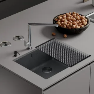 Кухонная мойка RoxenBath Uno 54 560210-54BS графит текстурное покрытие