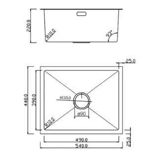 Кухонная мойка RoxenBath Uno 54 560210-54S сатин текстурное покрытие