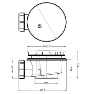 Сифон для душевых поддонов с гидрозатвором универсальный BelBagno BB-01-90