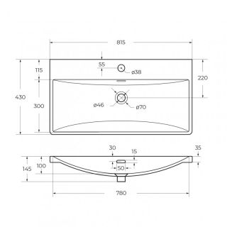 Раковина керамическая BelBagno BB-8076-3-80, 810x430x145 белый