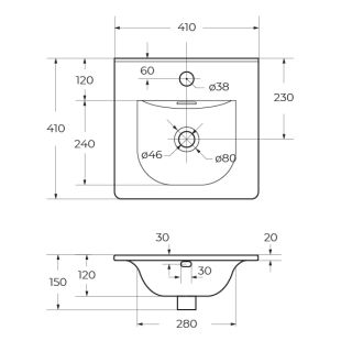 Раковина керамическая BelBagno BB-8099-3-40, 410x410x150 белый