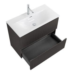 База под раковину BelBagno подвесная с фрезеров. ручк. по всей длине фасада с двумя выкатн. ящ., 800x395x608,UNO-MINI-800-2C-SO-GSO темно-серый матовый