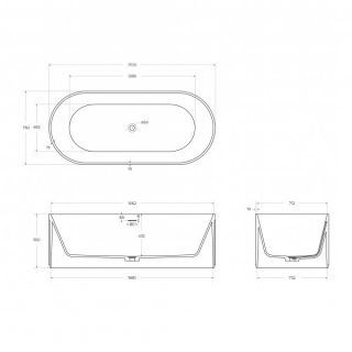 Ванна из искусственного камня BelBagno Богема BB-BOHEME-170-75-55-SSB 170x75 см белый матовый