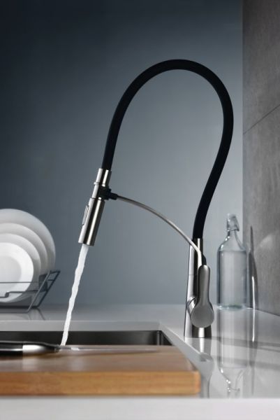 Смеситель для кухни с гибким изливом, двухрежимный, сатин Nova BelBagno BB-LAM36-IN