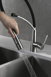 Смеситель для кухни с гибким изливом, двухрежимный, сатин Nova BelBagno BB-LAM36-IN