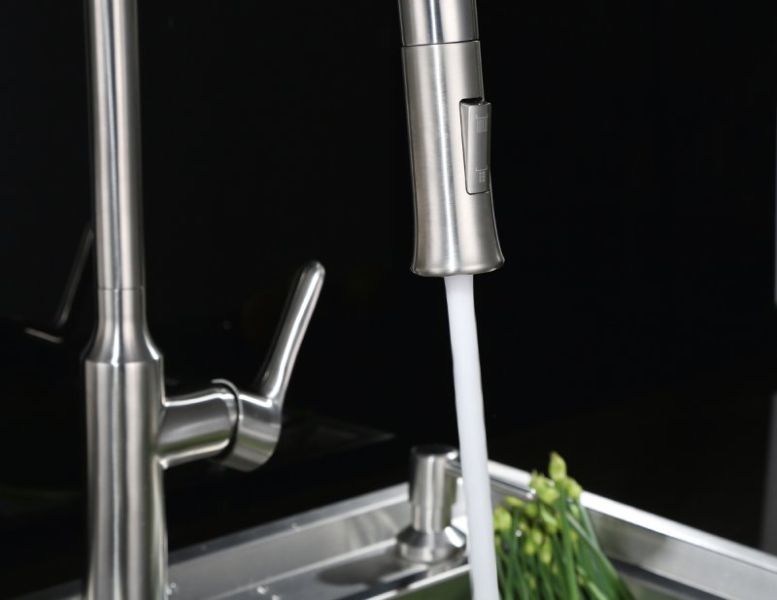 Смеситель для кухни с выдвижным изливом, двухрежимный, сатин Nova BelBagno BB-LAM38-IN