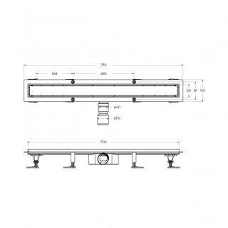 Душевой лоток BelBagno Marino BB-LD-MARINO-70-GM 70 см оружейная сталь
