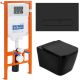Комплект 4 в 1 BelBagno BB3202CHR-MB/BB3202SC-MB/BB002-80/BB007-PR-NERO.M унитаз подвесной ARDENTE-C BB3202CHR-MB с сиденьем BB3202SC-MB система инсталляции для унитазов BB002-80 с кнопкой смыва BB007-PR-NERO.M