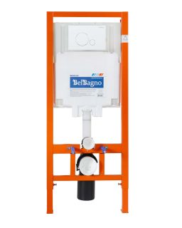 Унитаз подвесной BelBagno AMANDA BB051CHR с сиденьем BB051SC + Система инсталляции для унитазов BelBagno BB002-80 с кнопкой смыва BB014