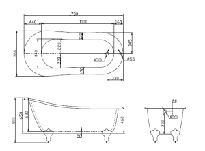 Акриловая ванна BelBagno отдельностоящая, белая  BB06-1700